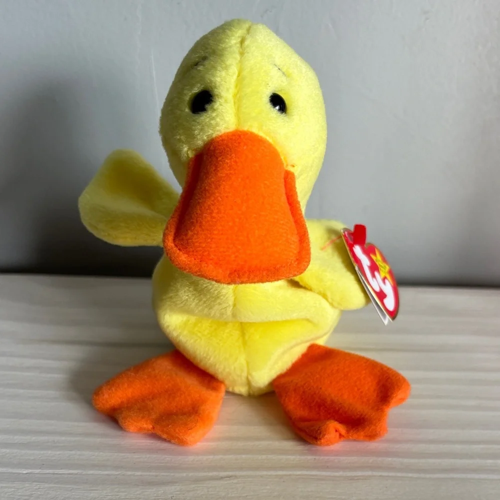 NWT VTG Color Me Beanie White Bunny and Quackers Yellow Duck TY‎ Plush Toys